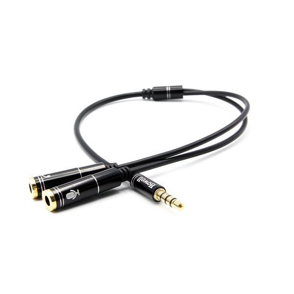 Kabel Aux Audio &amp; Amp - Mic Splitter 3.5mm Male to 2 Female howell