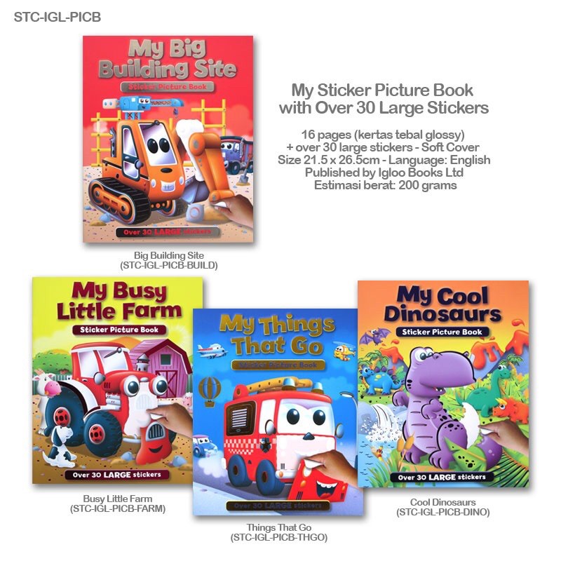 

My Sticker Picture Book with Over 30 Large Stickers buku sticker besar untuk anak