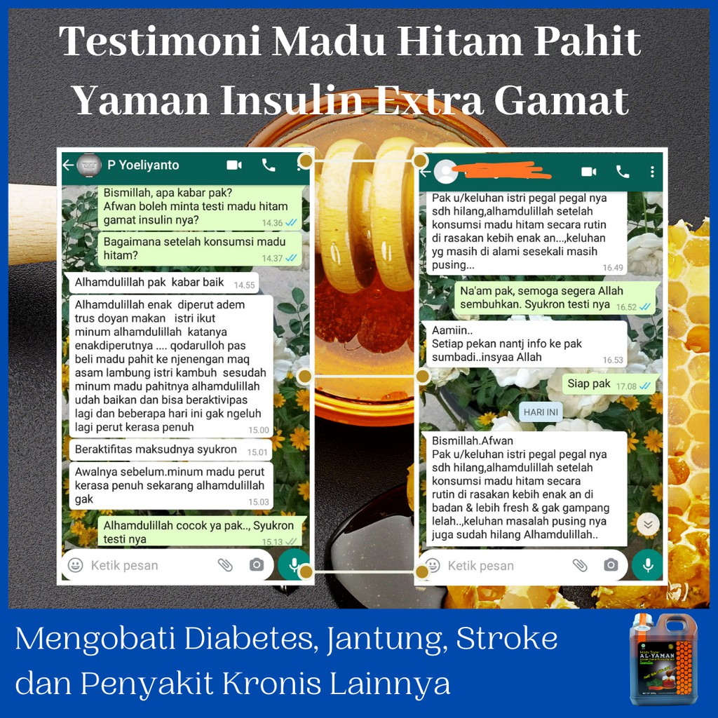 Al - Yaman Madu Hitam Pahit 500gram Membantu Mengatasi Diabetes, Kolestrol, Hipertensi