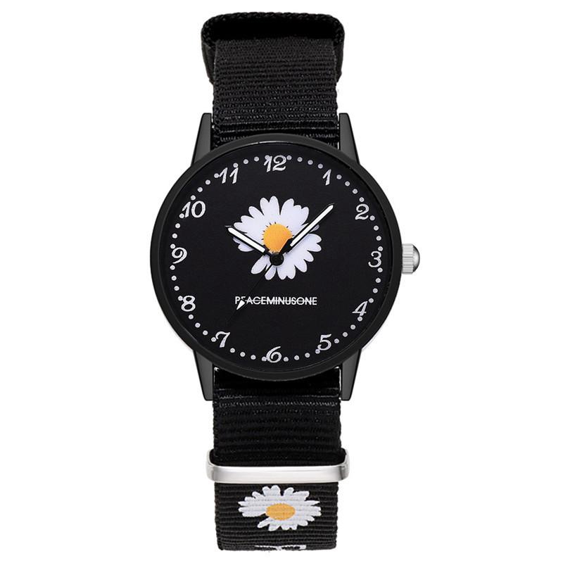 Jam Tangan Quartz  watch GD same paragraph Small D watch Floral Motif Canvas For Women Watch-1