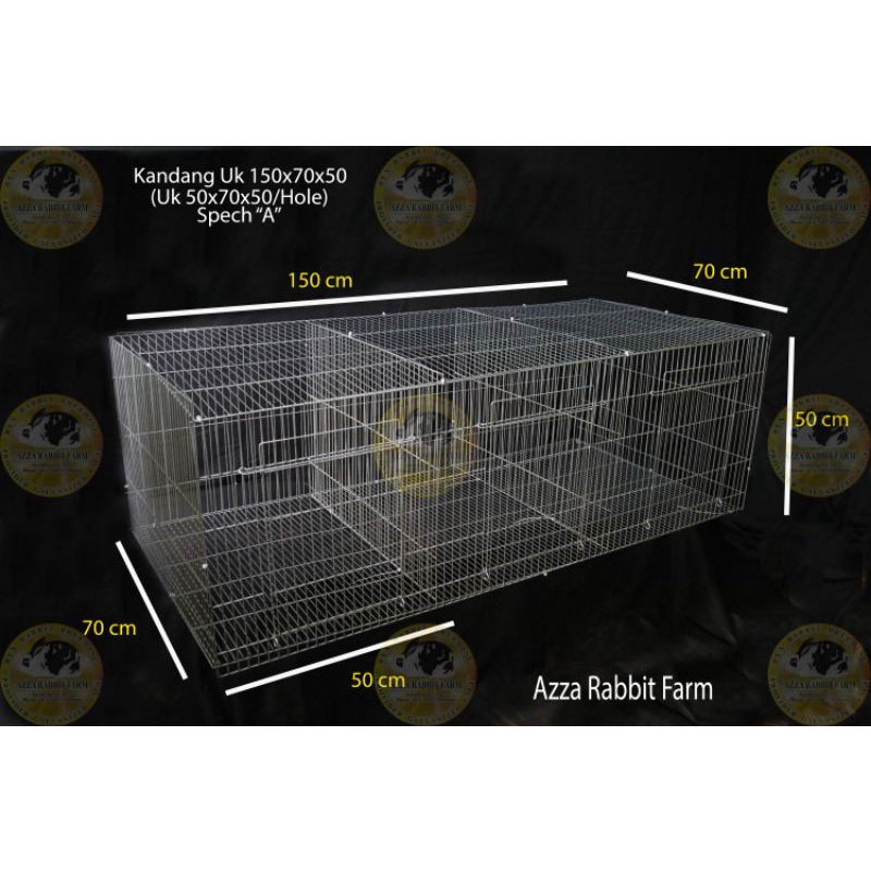 Kandang galvanis kelinci 3 hole full jeruji rapat