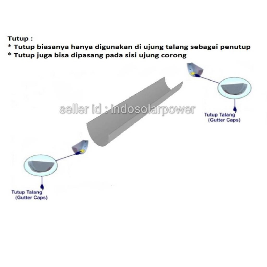 MASPION 6&quot; TUTUP talang air 6 inch setengah 1/2 lingkaran letter U untuk pembuangan atap rumah