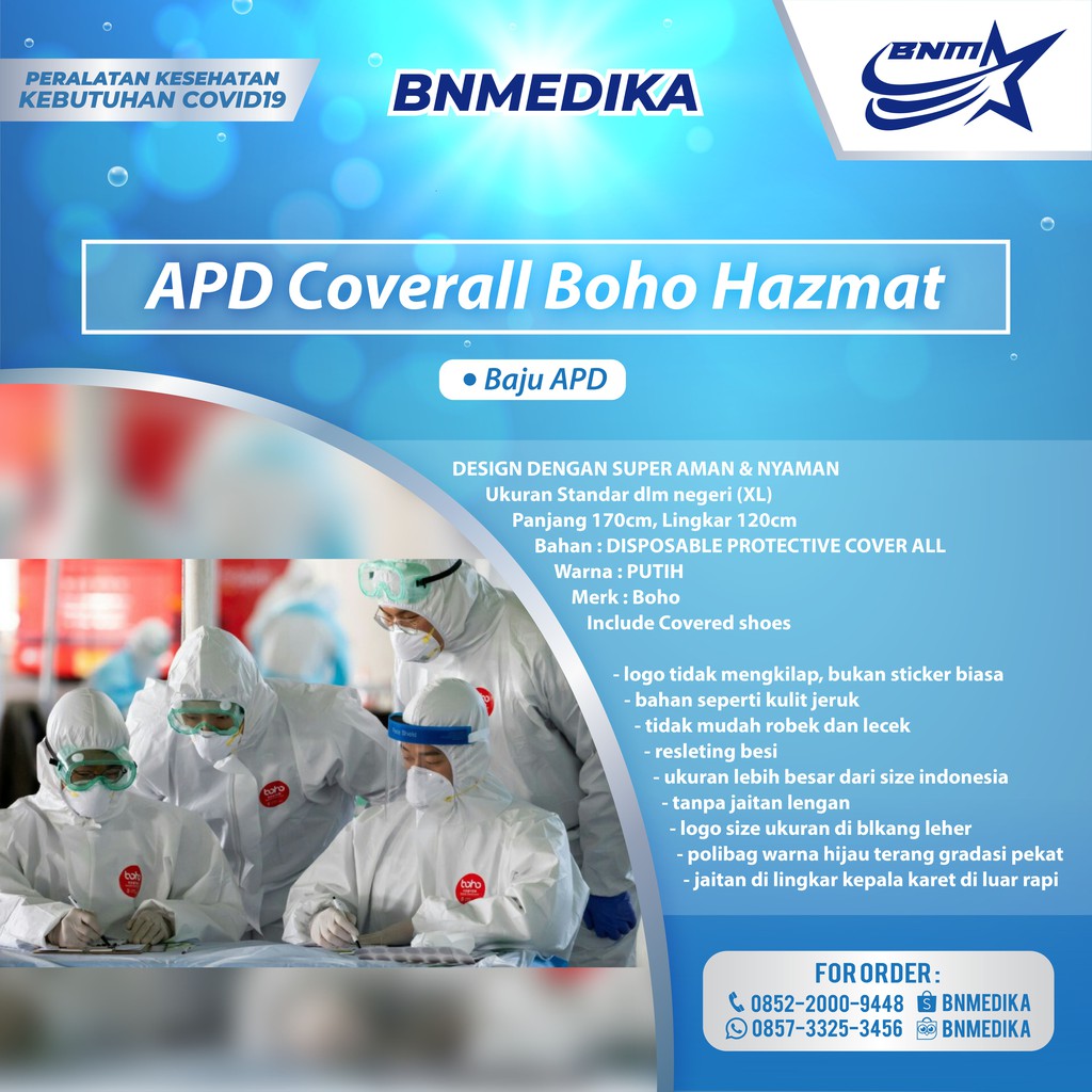 HAZMAT APD COVERALL BOHO ORIGINAL IJIN EDAR KEMENKES SIZE XL