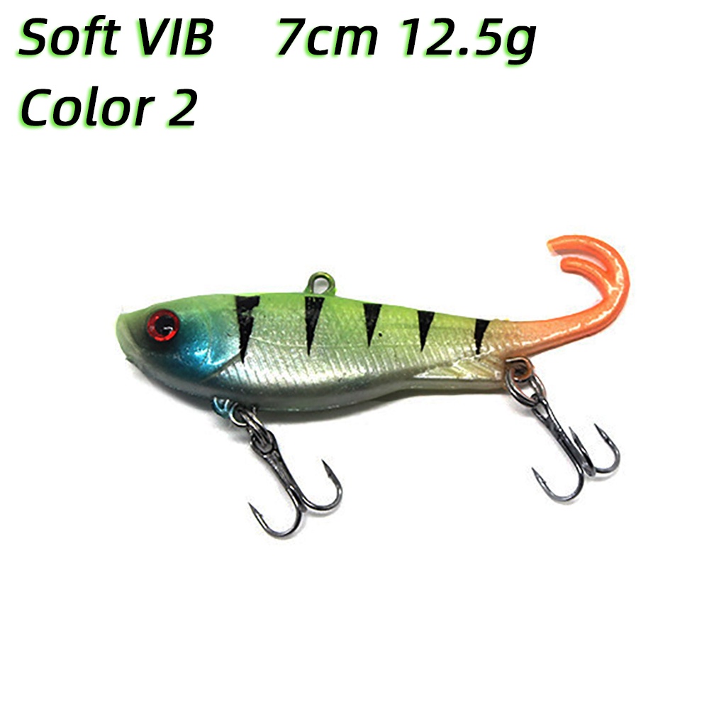 1 Pc Umpan Pancing Soft Bait VIB Bentuk Ikan Imitasi 6.5cm 12g Dengan Kail