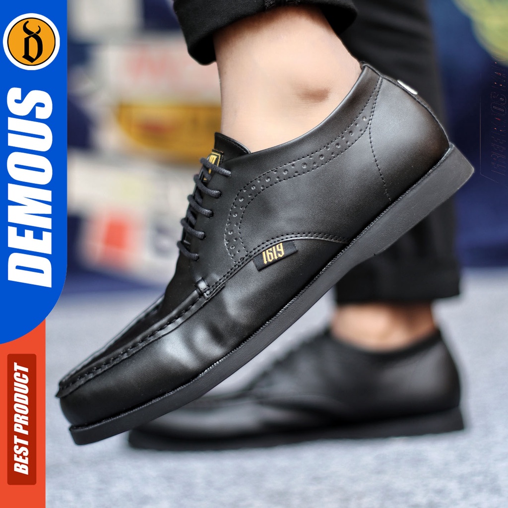 Sepatu Formal Pria Sepatu Pantofel Kerja Sepatu Casual Pria Kulit Pu Tali Kantor Kuliah Kondangan Sepatu Hitam Pria DEMOUS GROWZ