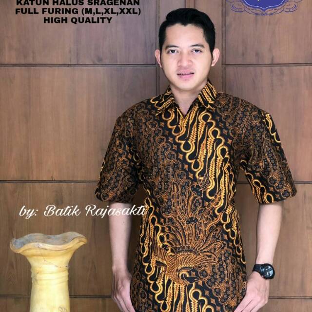 BAJU BATIK SOLO PRIA LENGAN PENDEK PARANG SOGAN