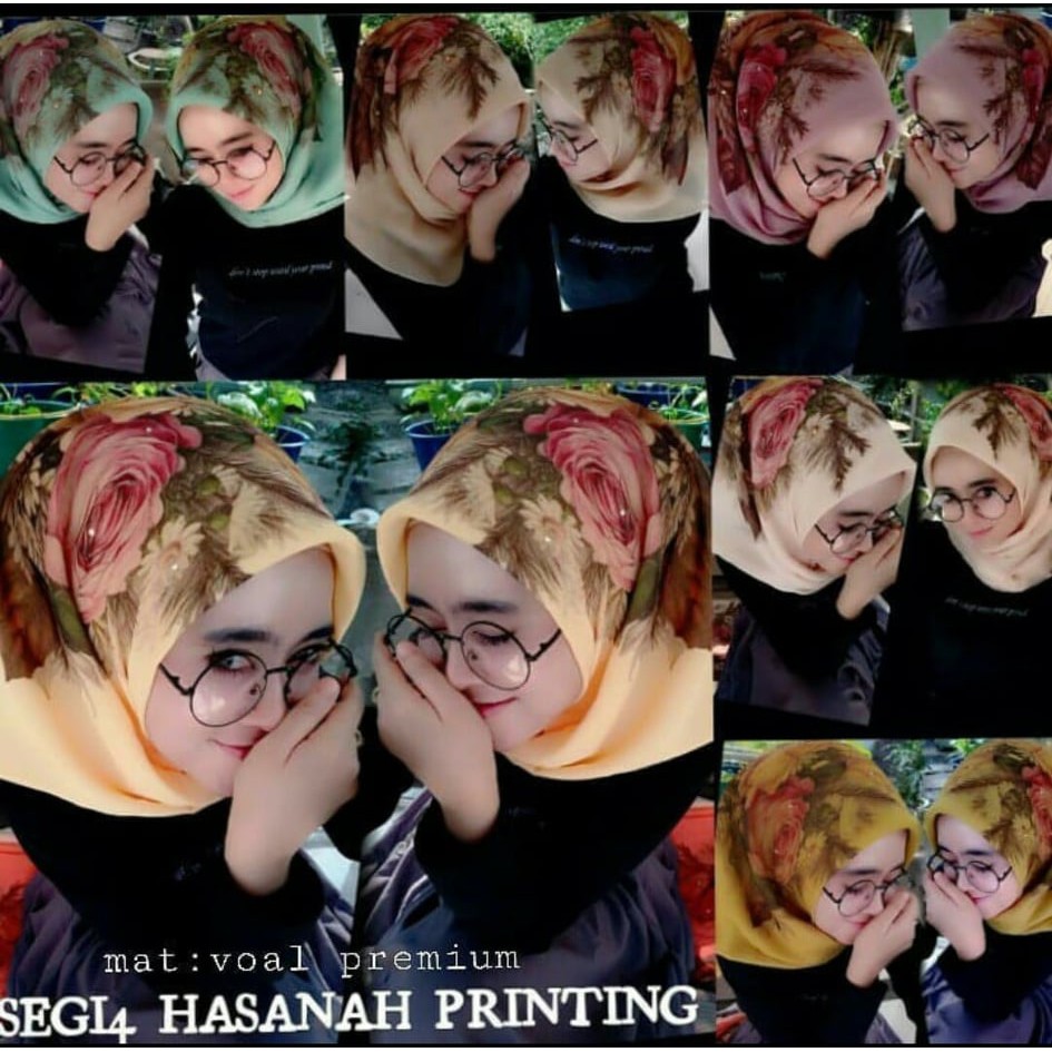 jilbab/hijab segi empat bella printing mawar/big rose