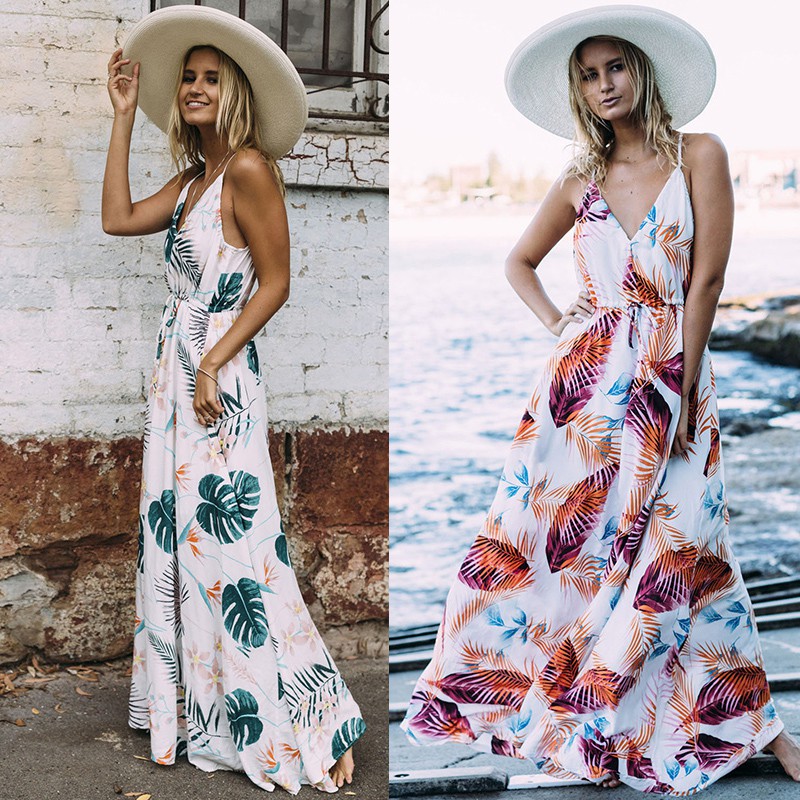  Long  Dress  Maxi Boho Casual untuk Pantai  Musim Panas 