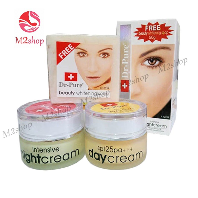 [ COD ]PAKET DR PURE Night dan Day Cream Memutihkan Wajah dalam 1 minggu Muka Mulus Free Sabun