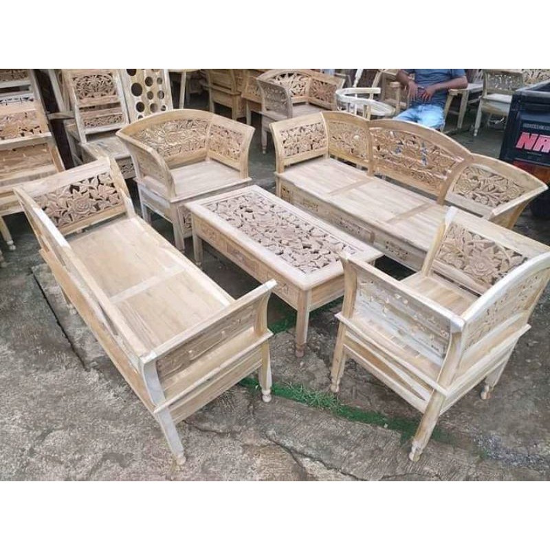 Kursi ruang tamu KARTINI jati 3211 + meja ukir Jepara