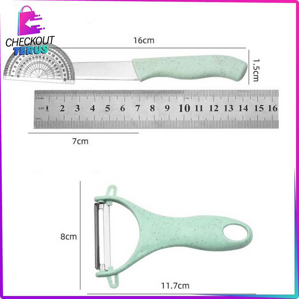 CT C442 Talenan Pisau Pengupas Buah Dan Sayur Pisau Set Keramik 3 in 1 Serbaguna Knife Peeler Fruit Chopping