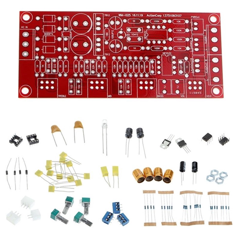 [IN STOCK/COD]NE5532 Preamp Pre-amplifier Tone Board Elektronik DIY Kits Treble Alto Bass Volume Control