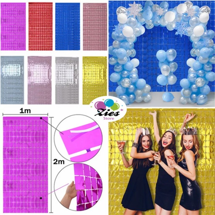 tirai rumbai foil kotak / backdrop curtain tirai foil kotak