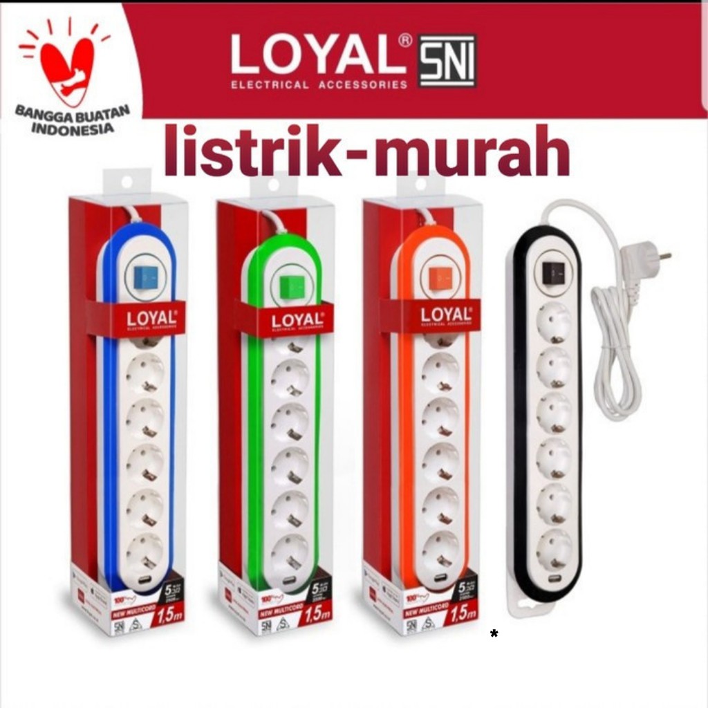 STOP KONTAK KABEL 1.5m LOYAL LY-266 MULTICORD USB COLOKAN 6 LUBANG