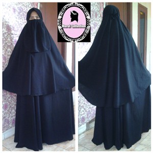 Gamis set wolfis +cadar hitam