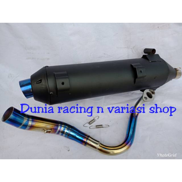 Knalpot Tsukigi Honda PCX 150 Leher pelangi blue bahan stenlis Thailand