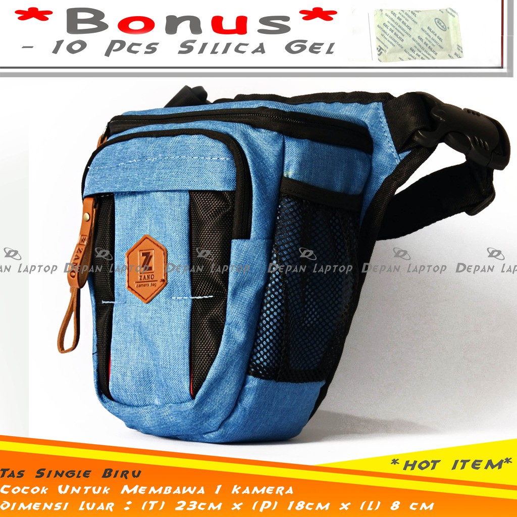 Tas Kamera Selempang Zano Single Warna Biru Keren Praktis Cocok Untuk Mirrorless DSLR