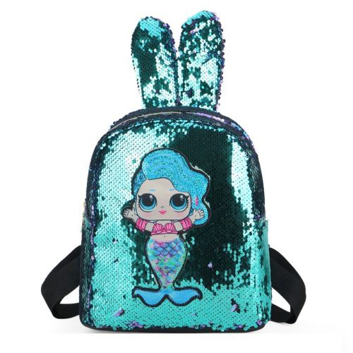 GI 550 RISCE RANSEL SEQUIN ANAK LED TELINGA KELINCI LITTLE MERMAID JAKARTA BATAM JTF