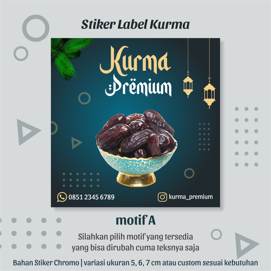 

Stiker label kurma custom tulisan dan size