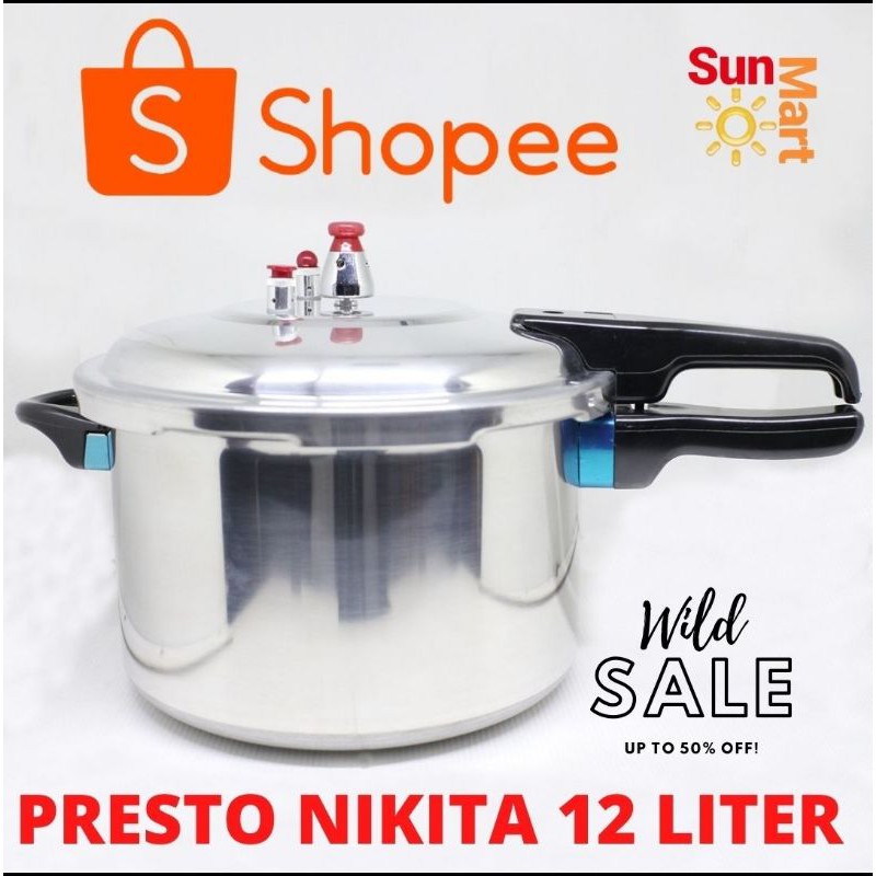 Panci Presto Nikita / Pressure Cooker 12 Liter 28 CM Bahan Aluminium