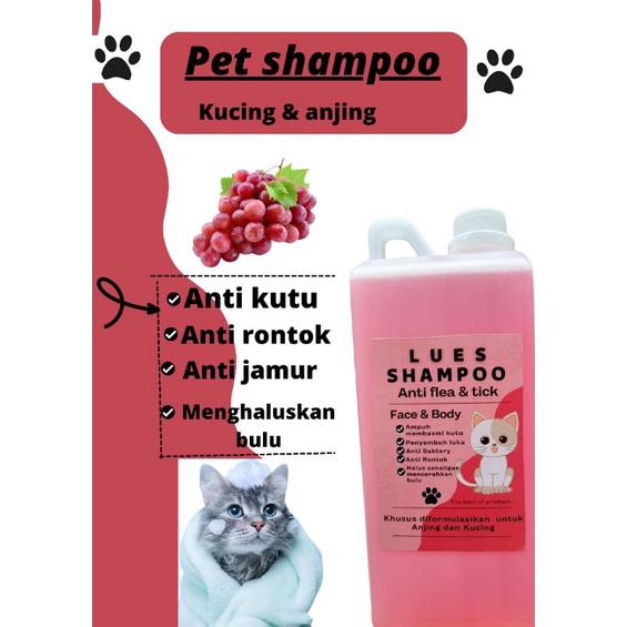 Shampoo kucing anti kutu anti jamur dan pelembut netto:1 liter