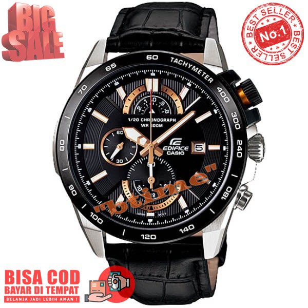 Jam Casio Edifice EFR 520L 1av Import Chrono Solid Stainless Set Box Original efr 520- efr520 Garans