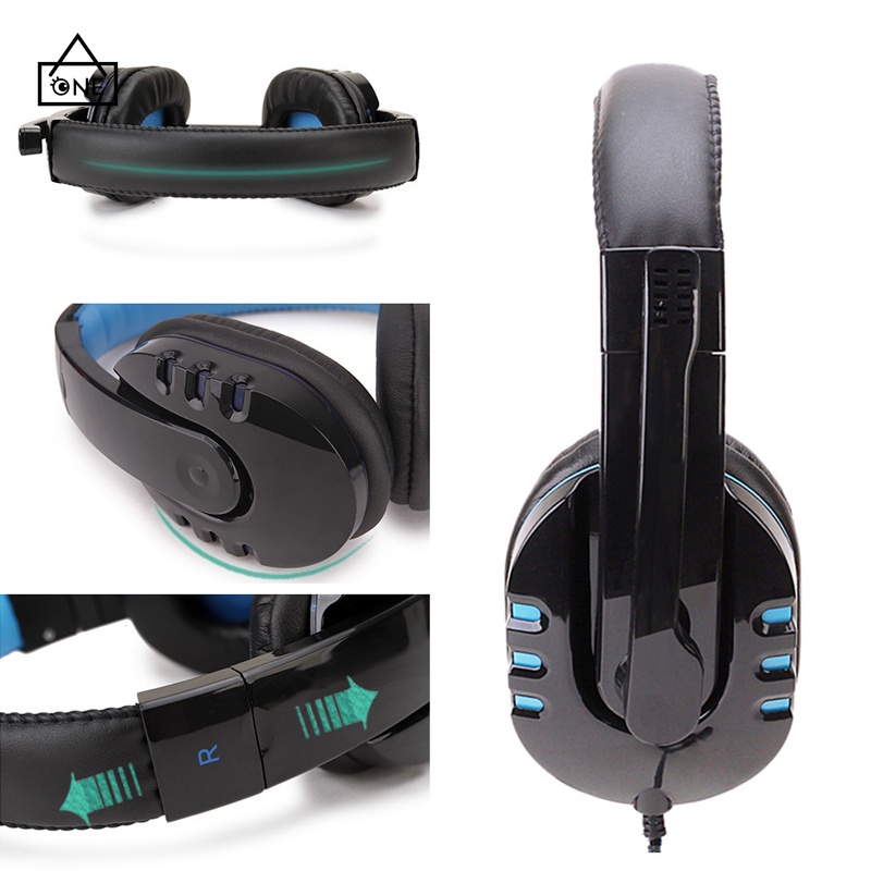 COD❤Headset gaming dengan mic 3.5mm Bass Stereo Kompatibel dengan komputer dan ponsel