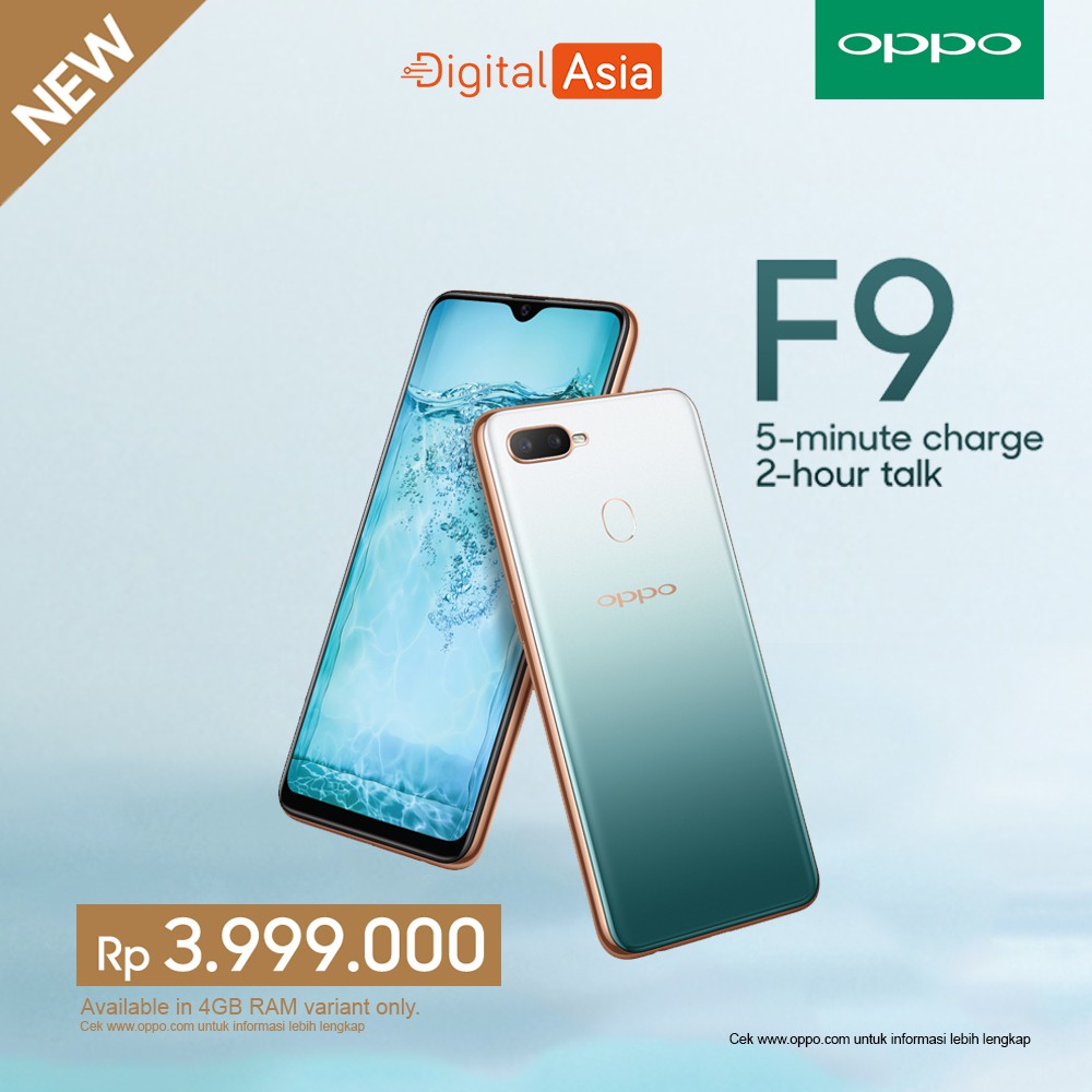 Oppo F9 Jade Green 4 64 Limited Edition Garansi Cicil Tanpa Kartu Kredit Vooc Shopee Indonesia