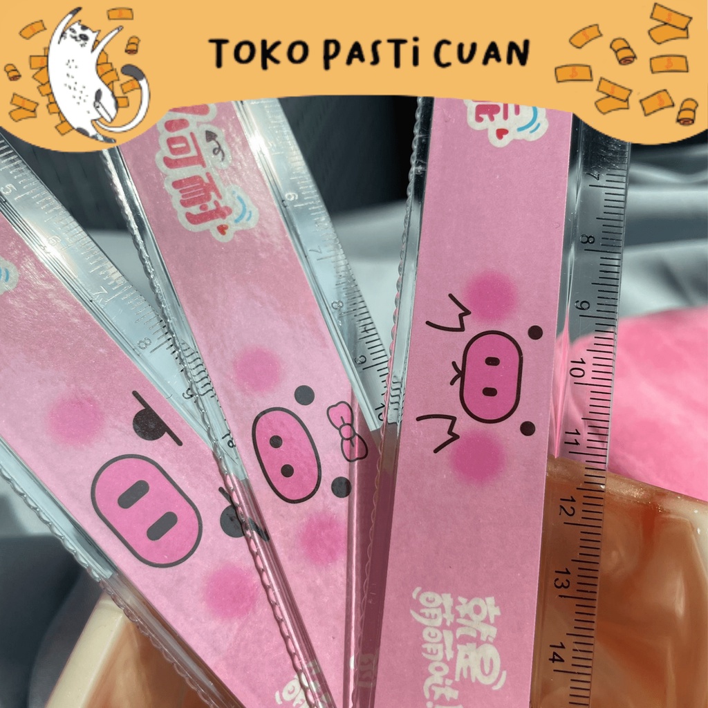

penggaris 20cm karakter babi pig keperluan sekolah anak penggaris lucu imut penggaris elegan keren fancy bisa COD termurah import
