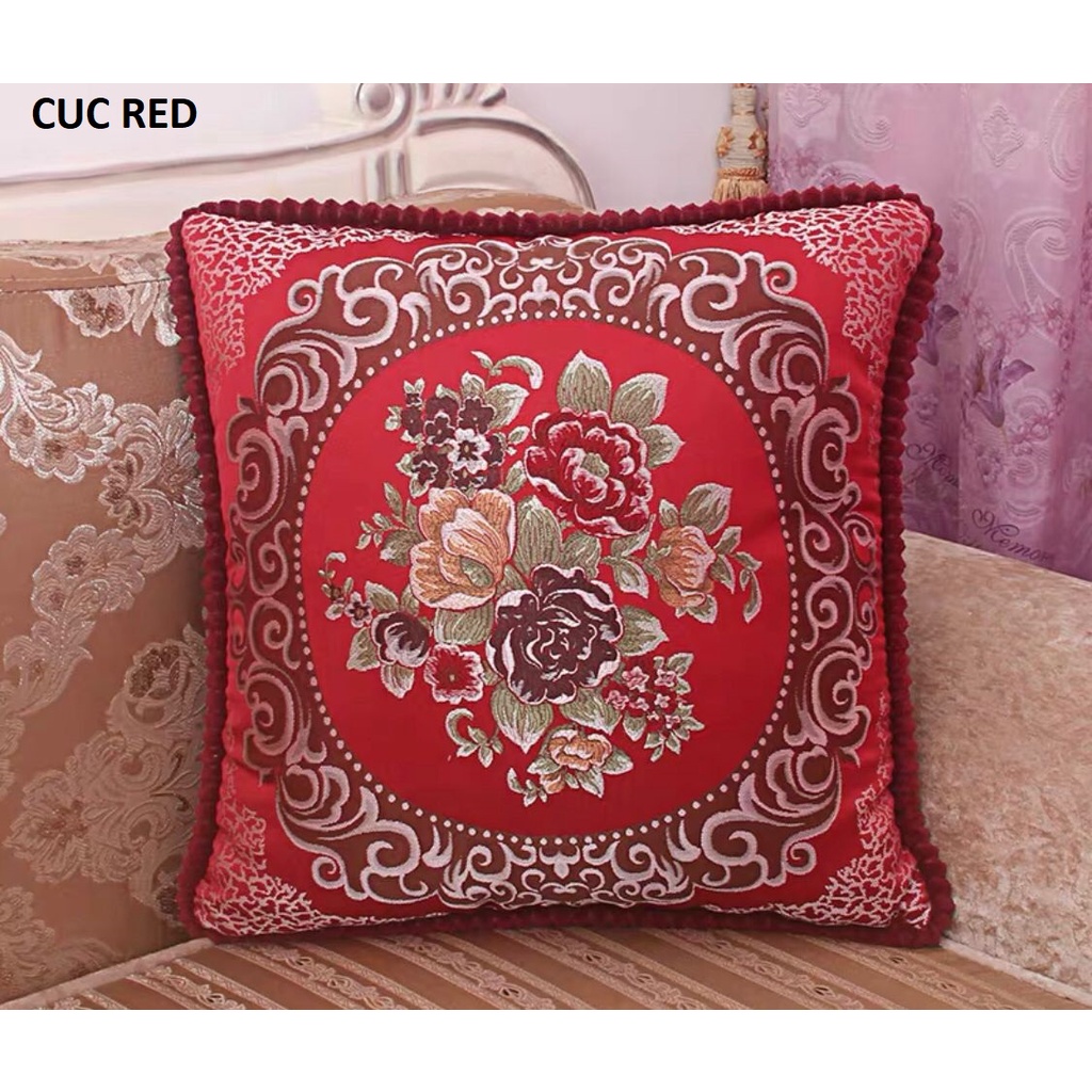 sarung bantal sofa premium/ sarung cushion sofa eropa mewah sulam bludru/ bantal kursi ruang tamu/ european cushion cover/ sarung bantal eropa / sarban elegan / sarban motif bunga bordir/ royal floral cushion