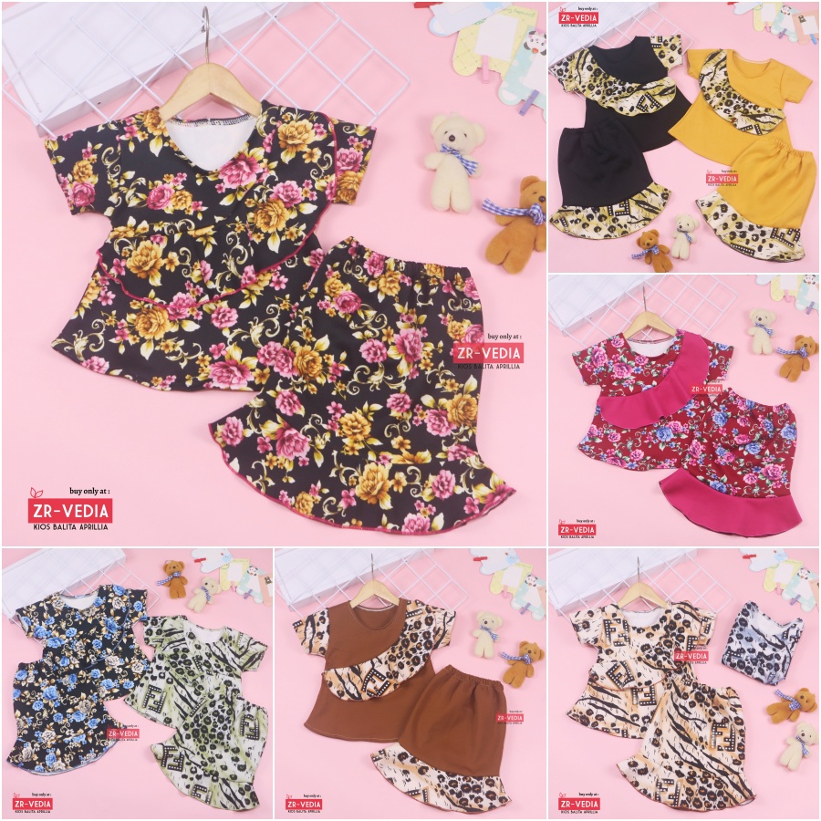 [MOTIF] Setelan Lolly Anak uk 1-4 Tahun / Atasan Bawahan Rok Perempuan Baju Model Dress Cewek Import