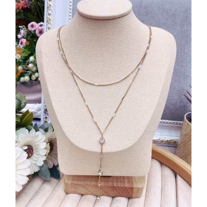 Kalung Titanium Asli 2layer Premium Quality Anti karat anti alergi Stainless steel branded T2