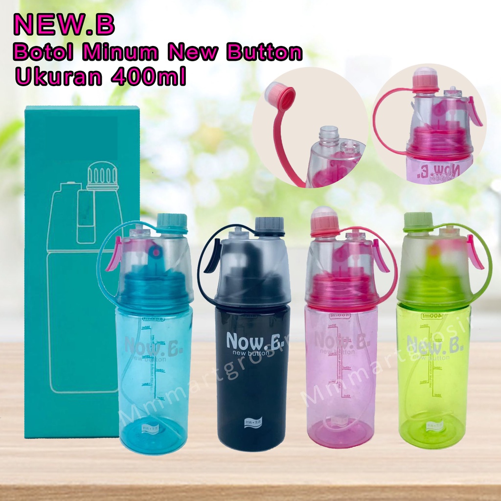 Now.E  New Button / Botol Minum / Botol plastik / Pink /400ml