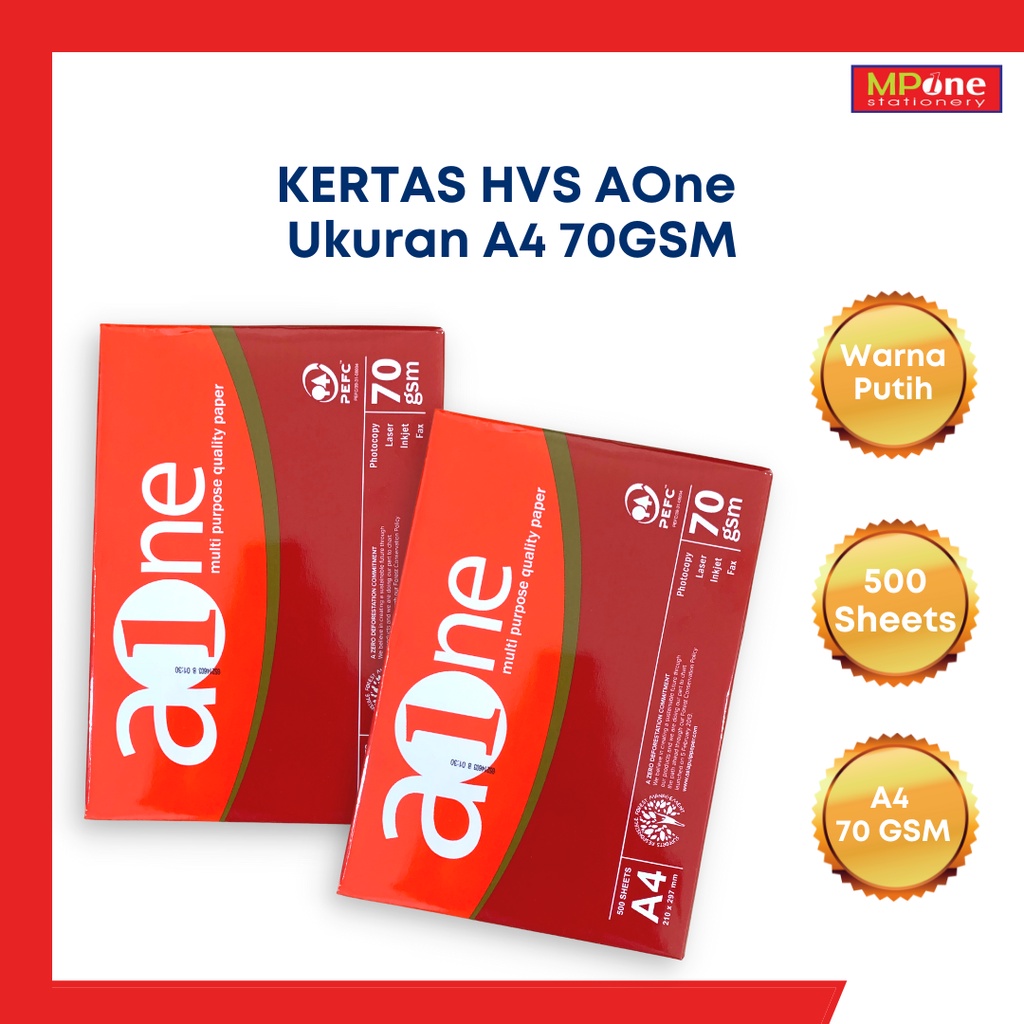 

Kertas HVS AONE A4 - 70 GSM / HVS A One Ukuran A4 - 70GSM