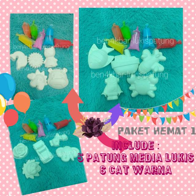 Patung gypsum media lukis anak PAKET D (no box-tanpa box!) | Shopee Indonesia