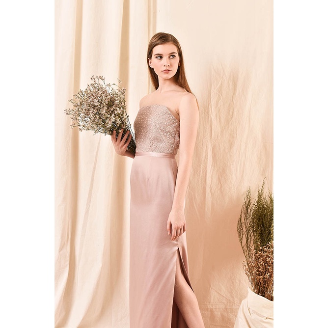 Alice long Dress / baju pesta rosegold