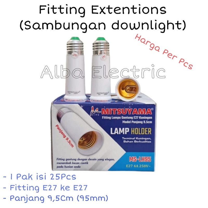 Sambungan Lampu E27 6,5cm 9,5cm MITSUYAMA Sambungan Fitting Lampu Downlight E27 9,5cm Sambung Lampu Extension 65mm 95mm