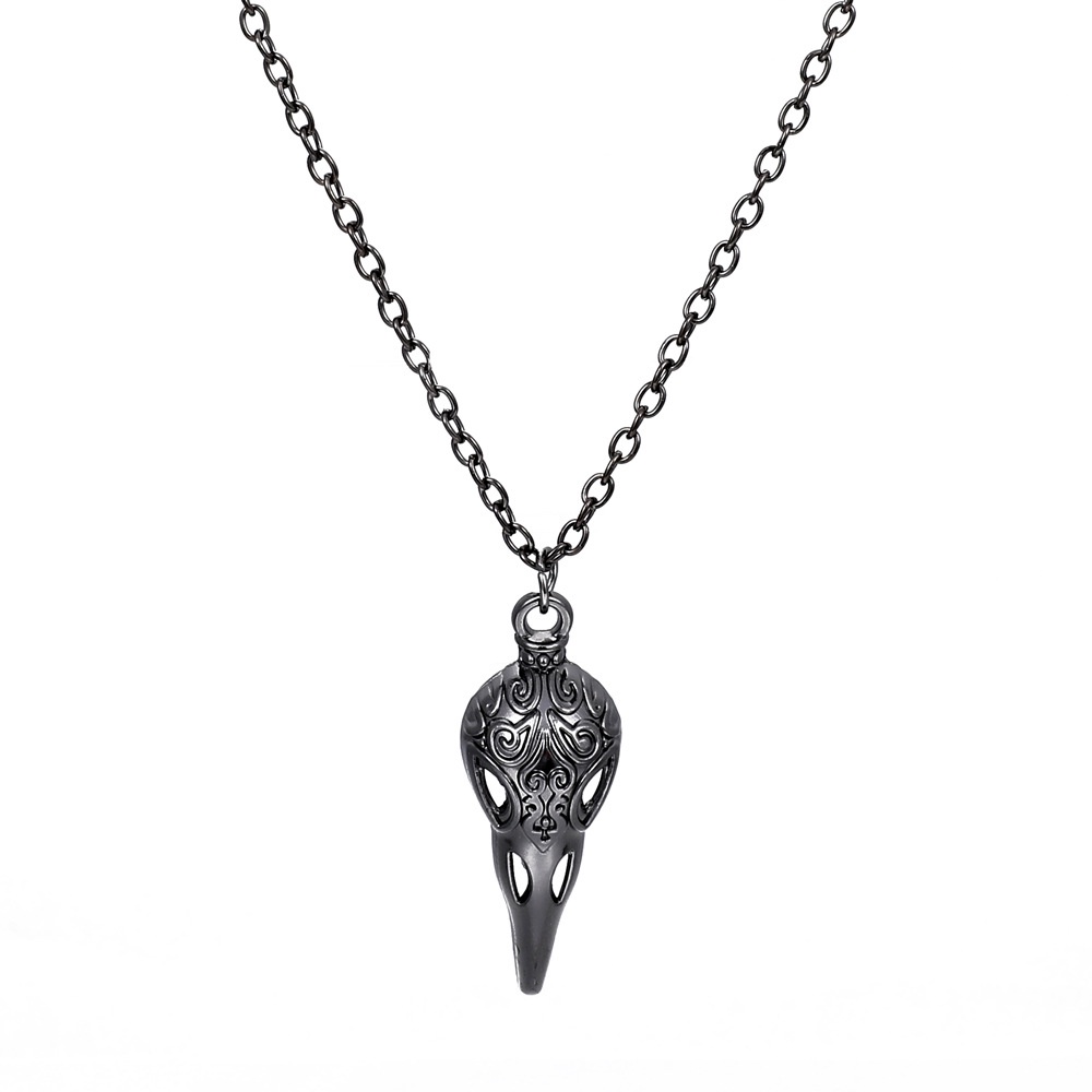 Kalung Tengkorak Gagak Berongga Yang Dipersonalisasi Kalung Logam Punk Gothic Niche Yang Modis Hadiah Halloween