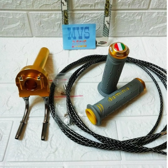 Paket Gas Spontan Kabel 2 + Handgrip Jalu + 2 Kabel Gas Serat = Beat Fi - Esp, Mio M3, Mio J, Beat s
