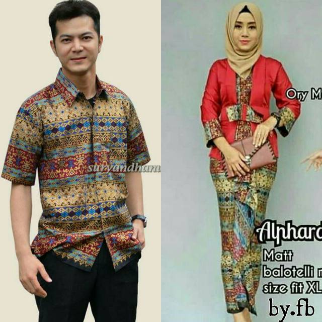 Sarimbit Batik Anggun Couple Sania Mawar ruffle - Warna Ungu, Tosca, pink, Biru, Kuning - M - L -XL