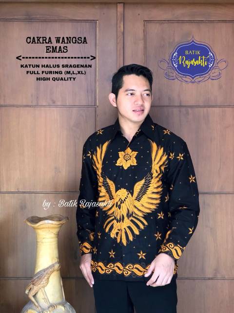 CAKRA WANGSA Kemeja Batik Pria Lengan Panjang Katun Halus FULL FURING Batik Asmara