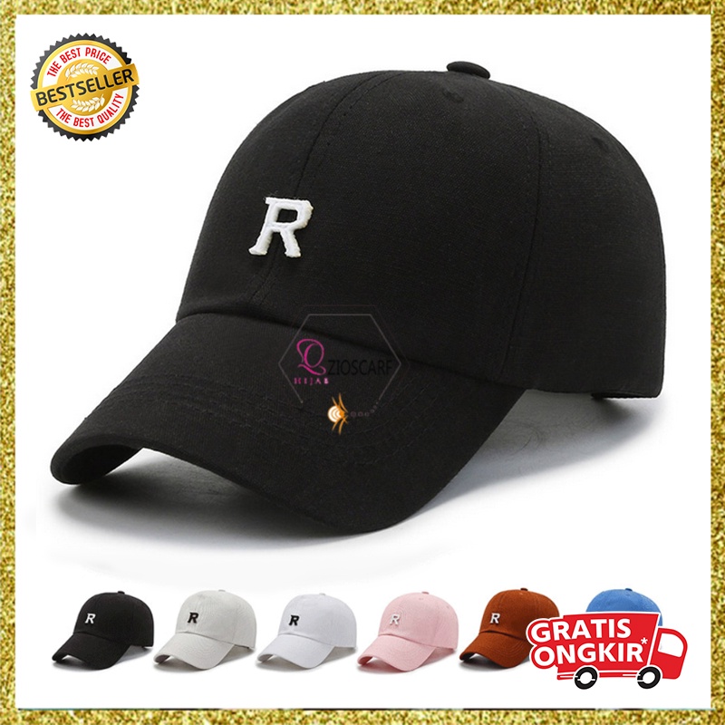 Topi Baseball Pria Wanita Dewasa Motif R Polos Distro Casual Cap Bahan katun kualitas terbaik TTU