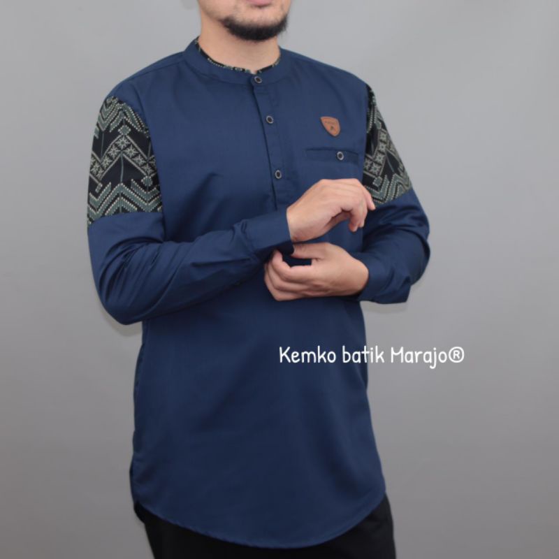 KOKO KURTA LENGAN PANJANG BAHAN TOYOBO kombi songket WARNA PUTIH  MOCCA ABU maroon hijau  M L XL