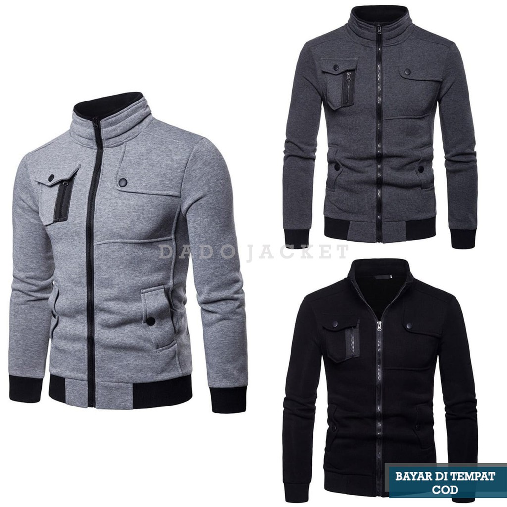 Jaket Pria Bahan Katun Premium Fleece Cotton Original Import Tebal Casual Cowok Remaja Laki Laki Dew