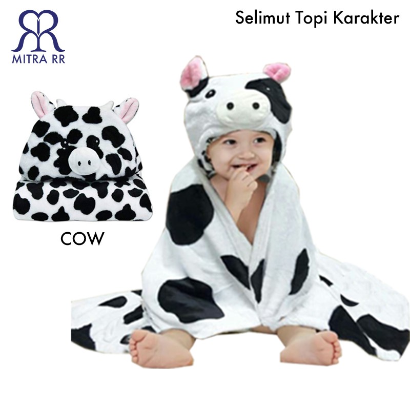 MitraRR Selimut Topi Bayi Karakter / Selimut Topi Bayi Boneka Fleece Carter Hooded Blanket