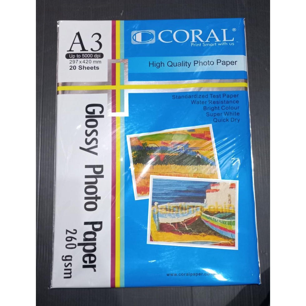 

Kertas Photo Glossy A3 260 gsm / Coral Glossy Photo Paper A3 260 gsm