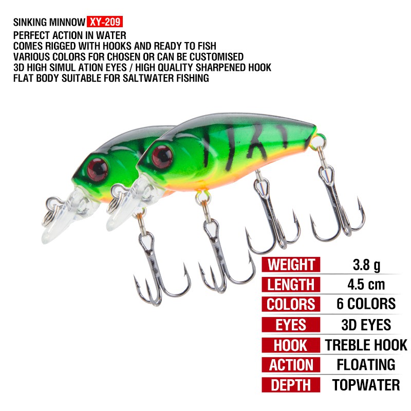 Clouser Minnow Umpan Ikan Kail Pancing Alat Pancing Umpan Mancing Alat Pancing Murah Top Water Lure Plastic Bait Umpan Pancing Buatan Umpan Mancing Umpan Pancing relix nusantara 1PCS 3.8g/4.5cm Mini Minnow Lure