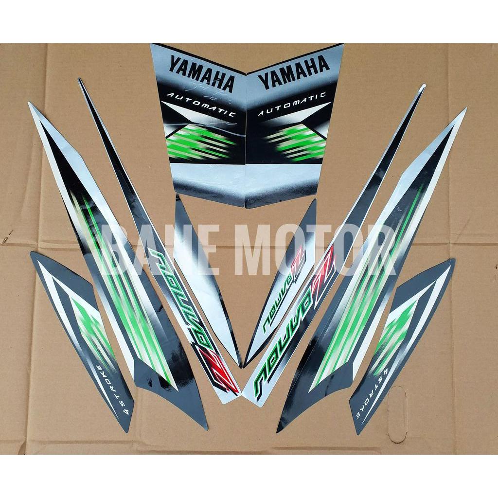 PROMO.. stiker motor Nouvo Z hitam silver corak hijau - striping Yamaha Nouvo Z - stiker body Nouvo