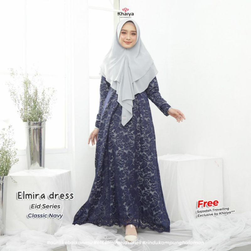 Gamis Elmira Dress Eid Series ( Navy ) - By Khaiya