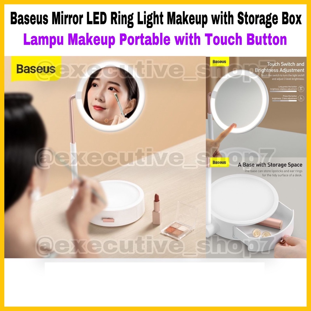 Baseus Mirror LED Ring light with Storage Box - Lampu Makeup Portable with Touch Button